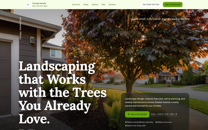 Canopy — a finished Lawn & Landscape · Outdoor Services site built on this design