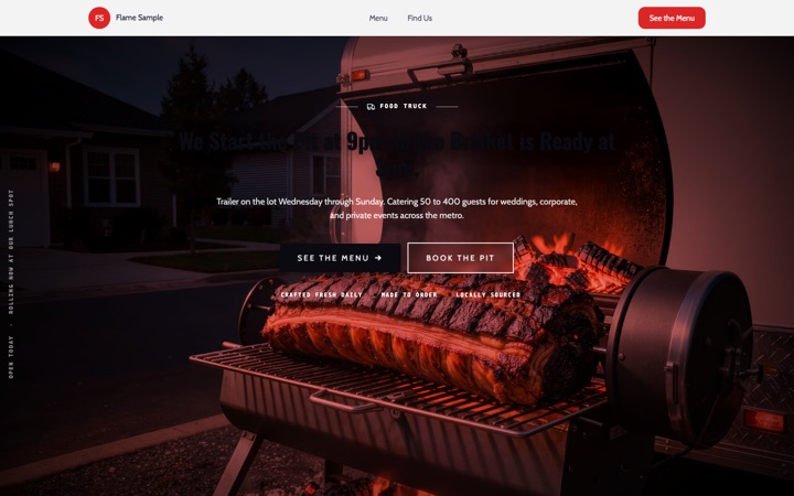 Flame — a finished Food Truck · Street Food site built on this design