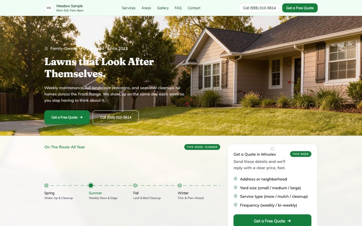 Greenway — a finished Lawn & Landscape · Outdoor Services site built on this design