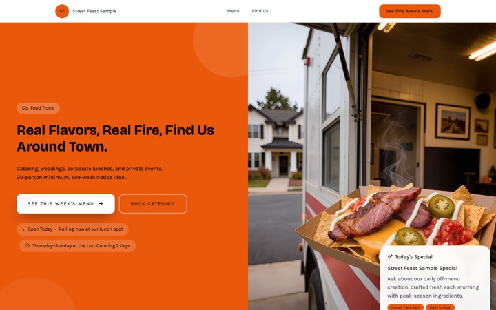 Street Feast — a finished Food Truck · Street Food site built on this design