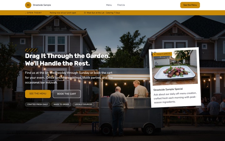 Streetside — a finished Food Truck · Street Food site built on this design