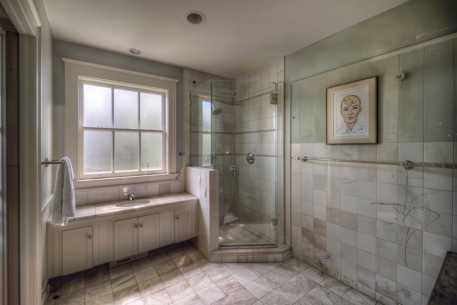 Family bathroom after a deep clean with a streak-free glass screen and buffed chrome fixtures