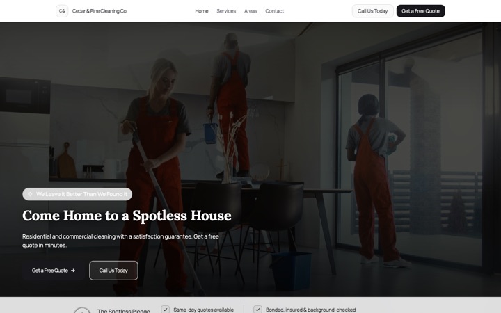 Spark — live Cleaning · Home Services demo site