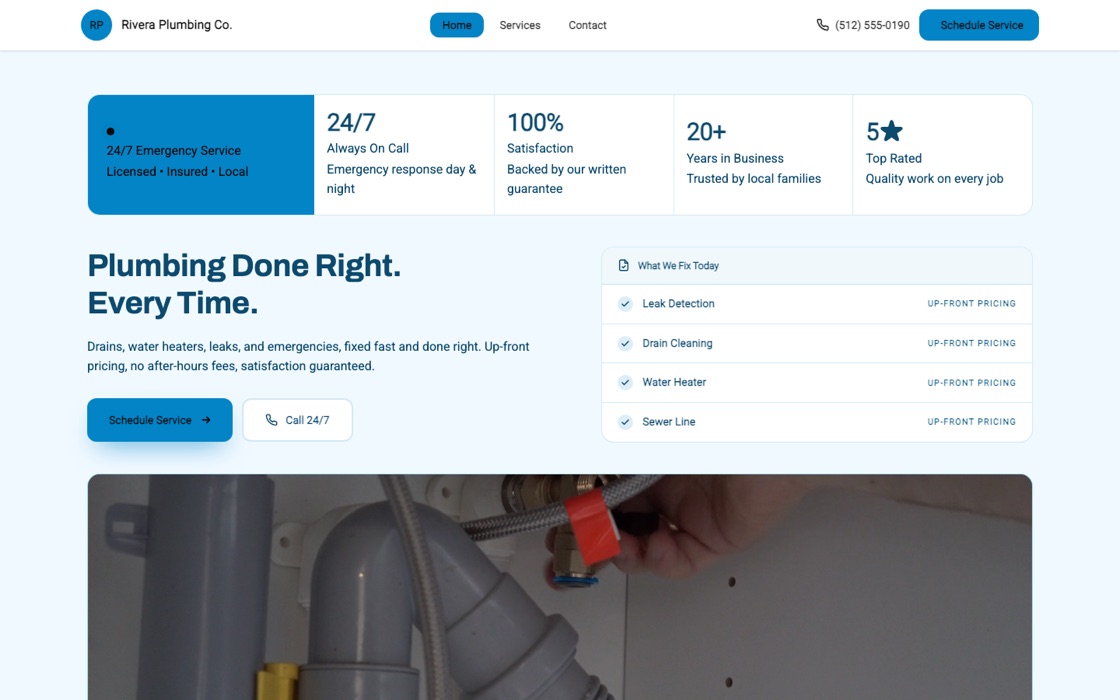 Rivera Plumbing Co., a real Buildrok plumbing site