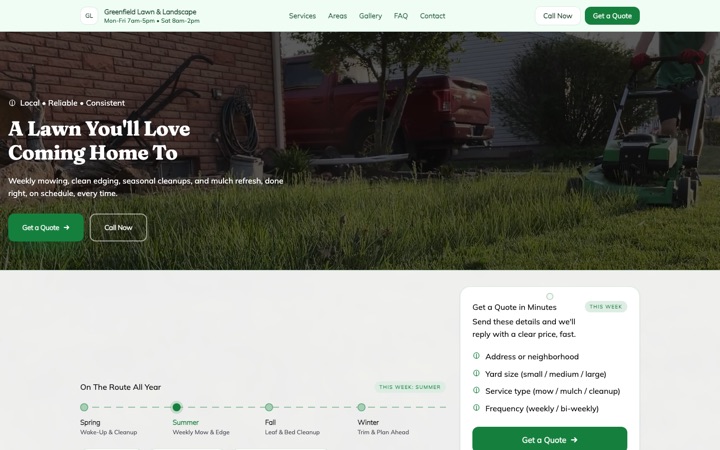 Greenway — live Lawn & Landscape · Outdoor Services demo site