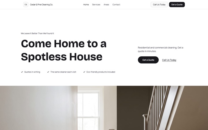 Atelier — live Cleaning · Home Services demo site