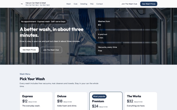 Chrome — live Mobile Detailing · Premium Services demo site