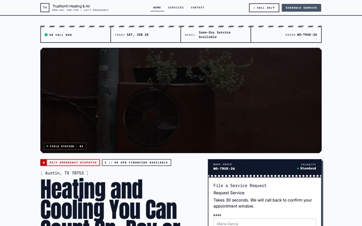 Dispatch — live HVAC · Emergency Services demo site