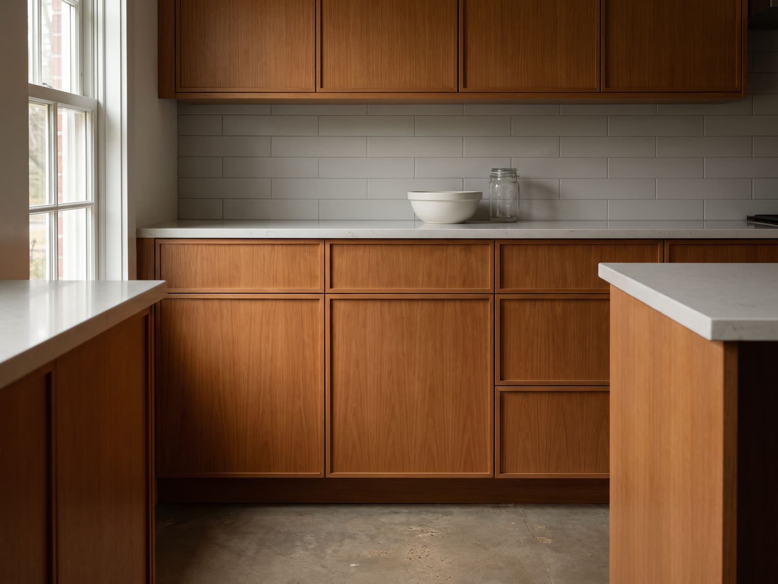 Completed kitchen remodel with consistent cabinet reveals and an uncluttered counter